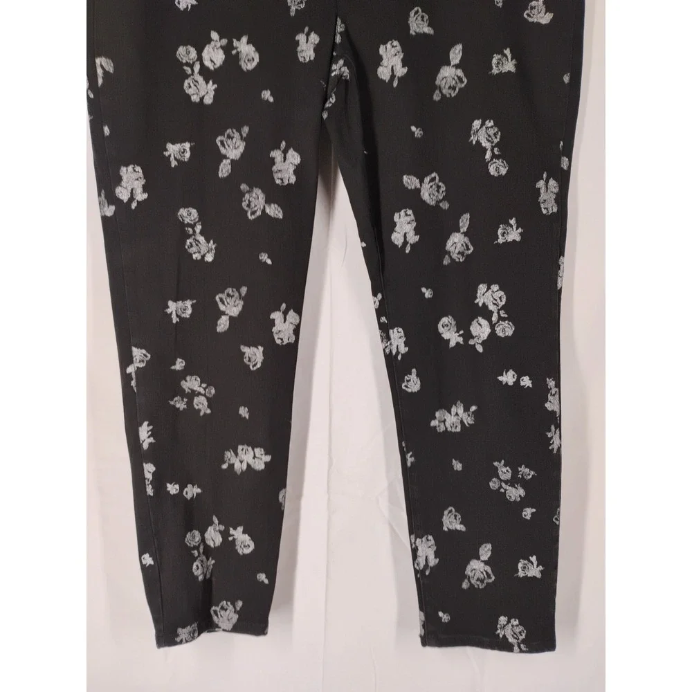 NWT Michael Kors Womens Sz 16 W Black Floral Izzy‎ Cropped Skinny Jeans $125